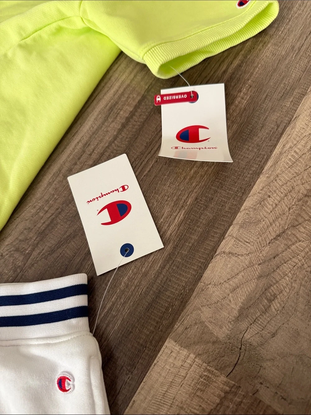 Champion Neon Yellow Embossed Logo Kids Tee and shorts set